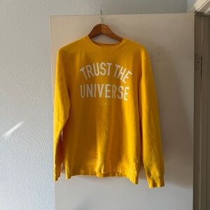 Eden Ashram Yellow 'Trust The Universe' Crewneck Sweater